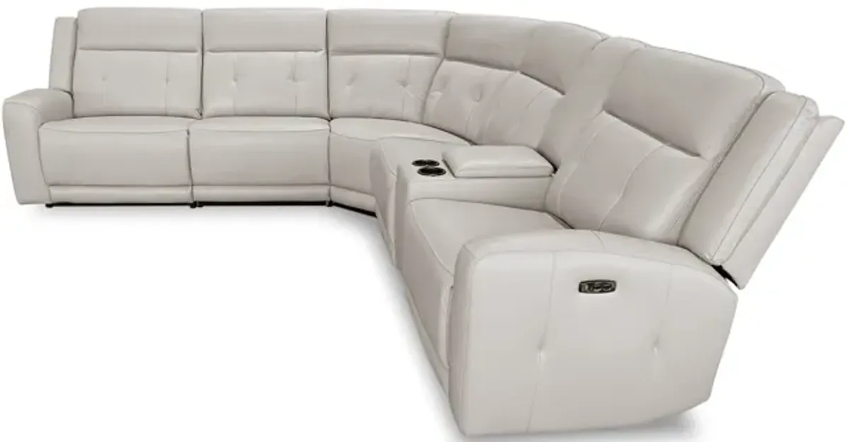 Nina 6 Piece Leather Power Reclining Modular Sectional