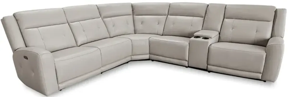 Nina 6 Piece Leather Power Reclining Modular Sectional