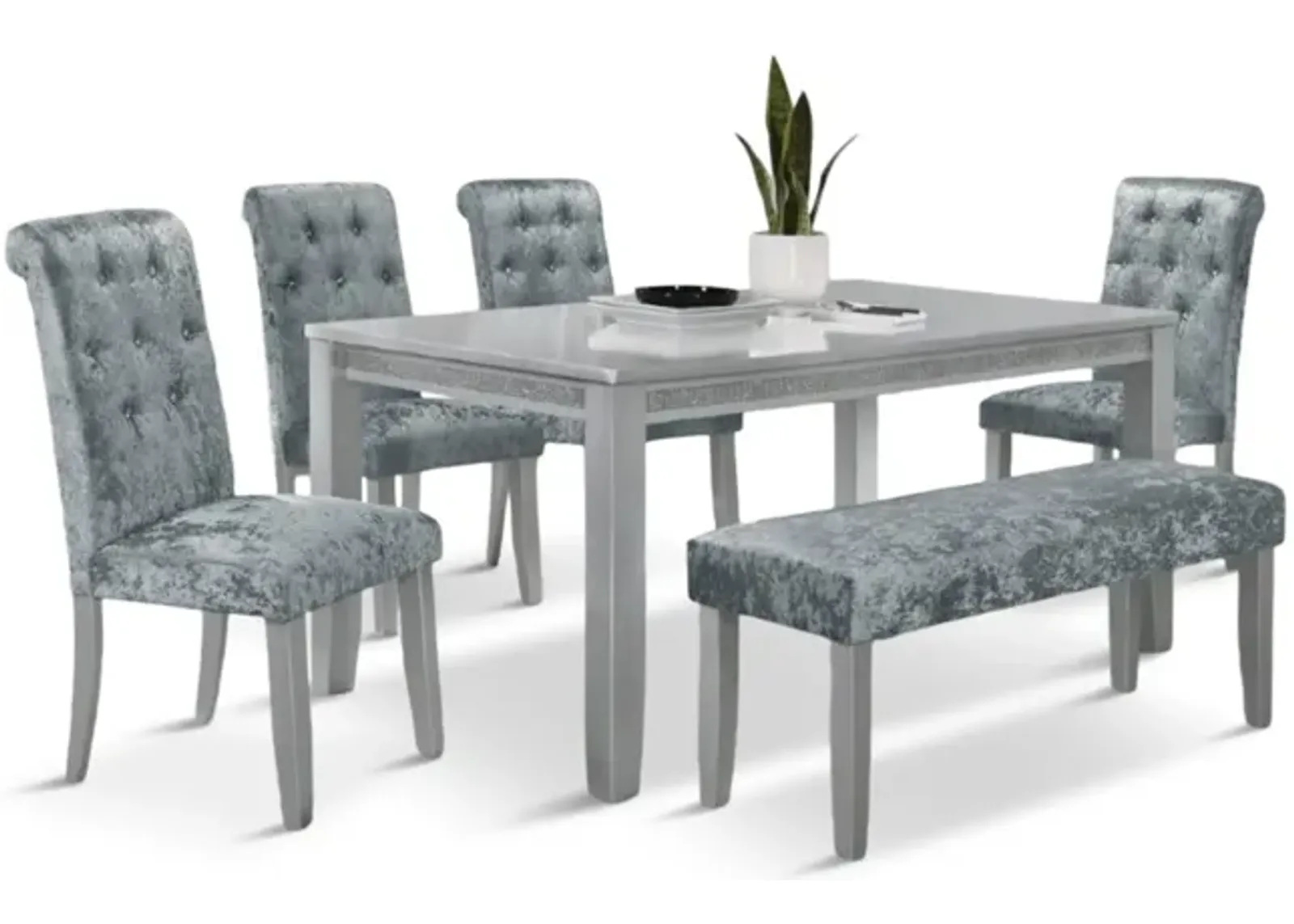 Vela Dining Table With 4 Chairs And Bench