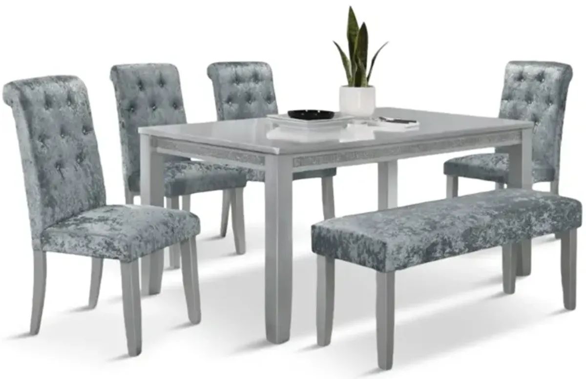 Vela Dining Table With 4 Chairs And Bench