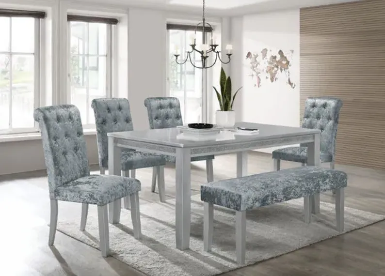 Vela Dining Table with 4 Chairs and Bench