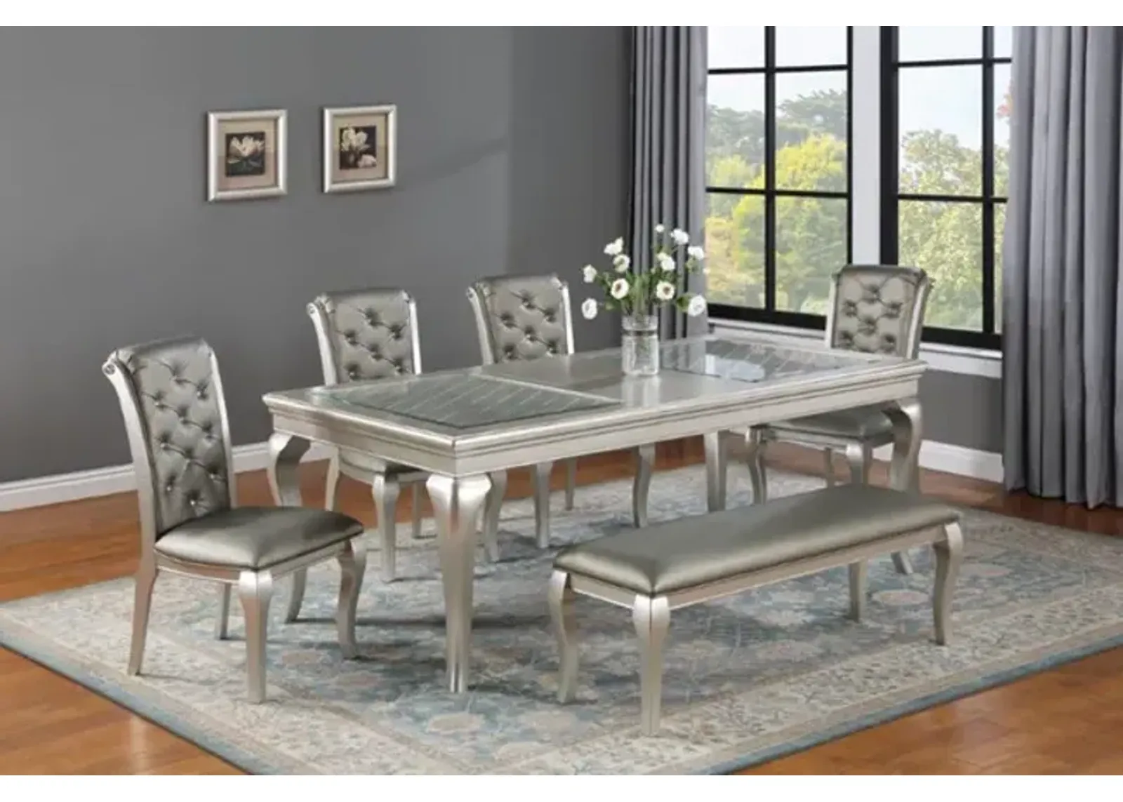 Caldwell Extension Table with 4 Chairs and Bench