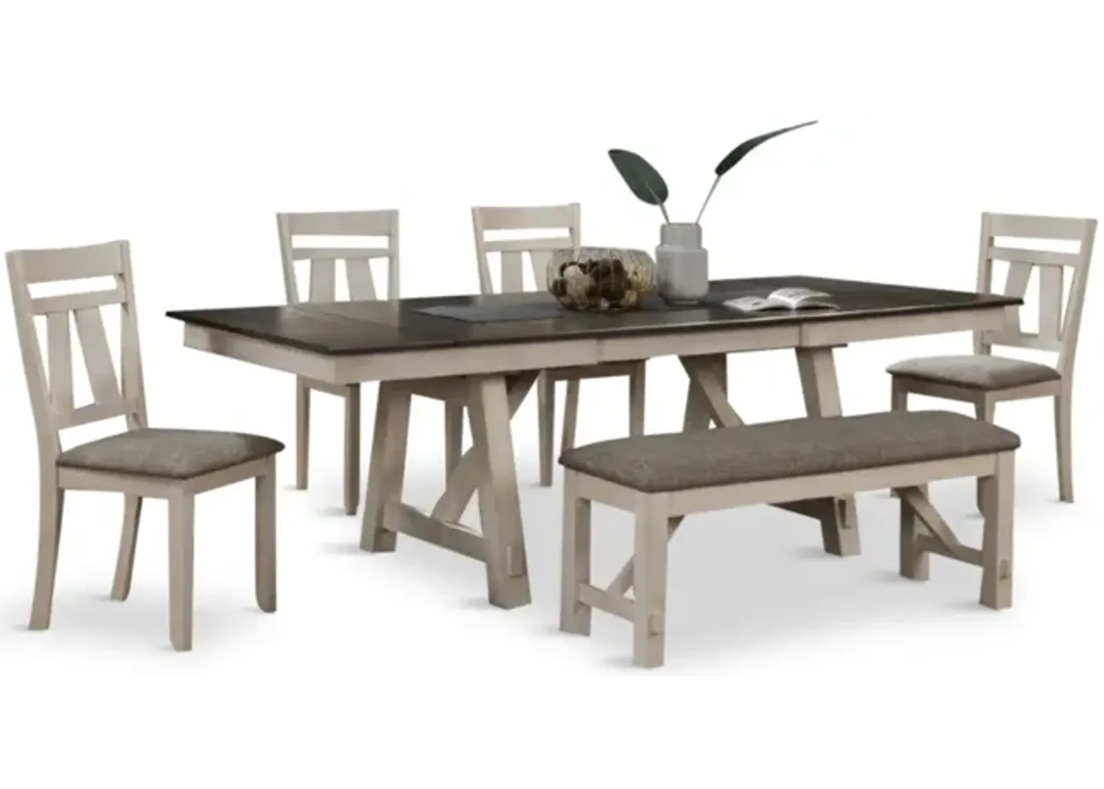 Maribelle Extension Table With 4 Chairs And Bench