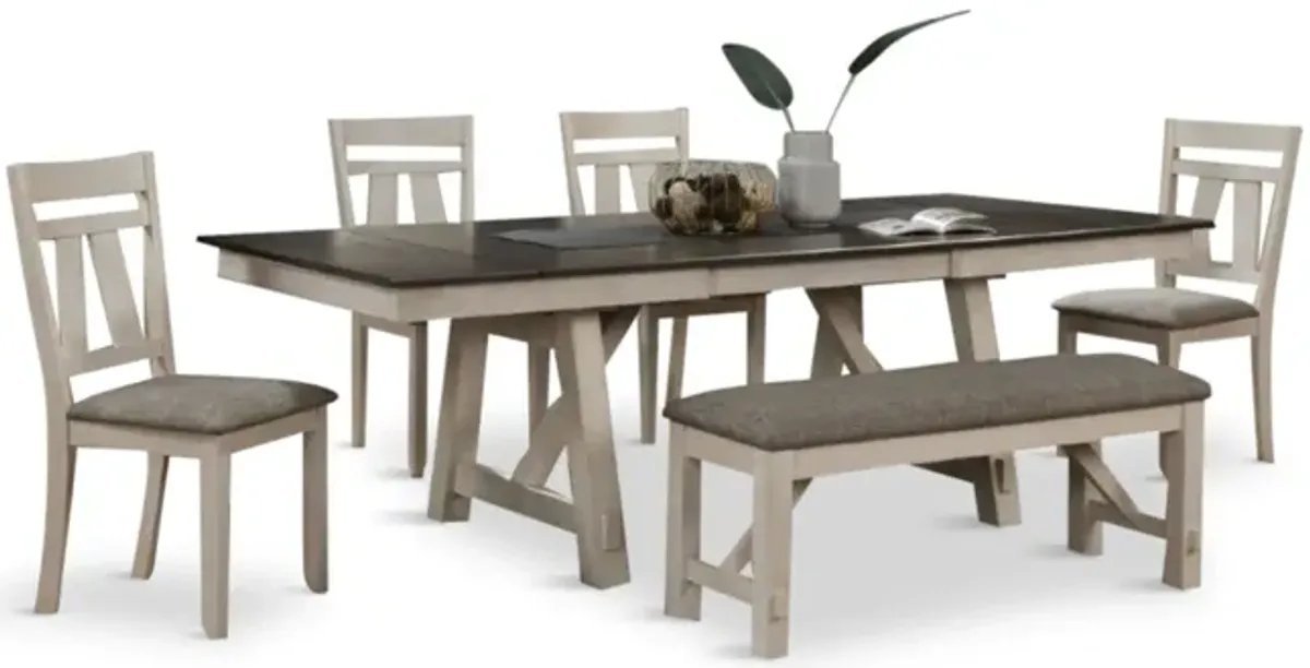 Maribelle Extension Table With 4 Chairs And Bench