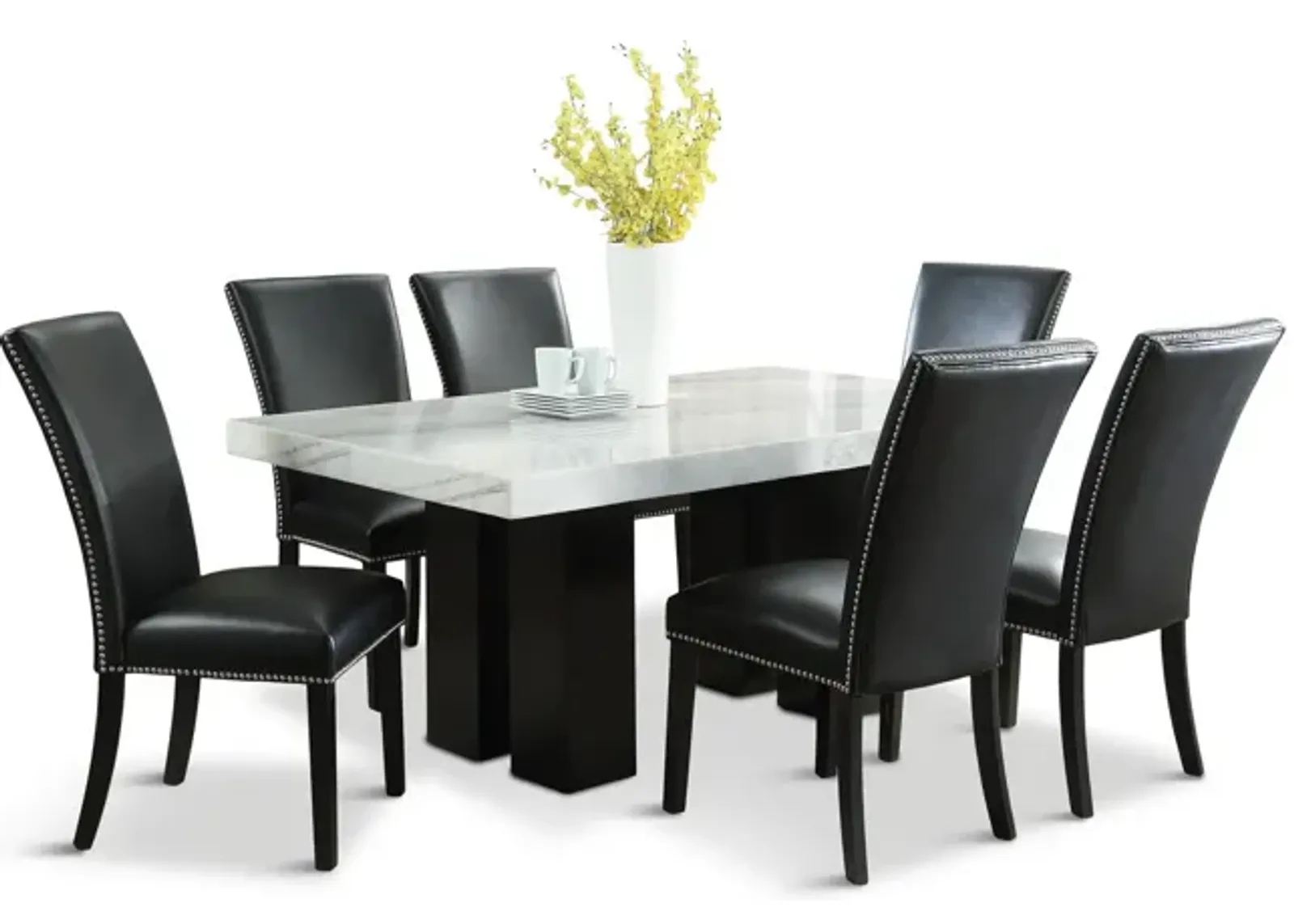 Maxton Dining Table With 6 Black Dining Chairs