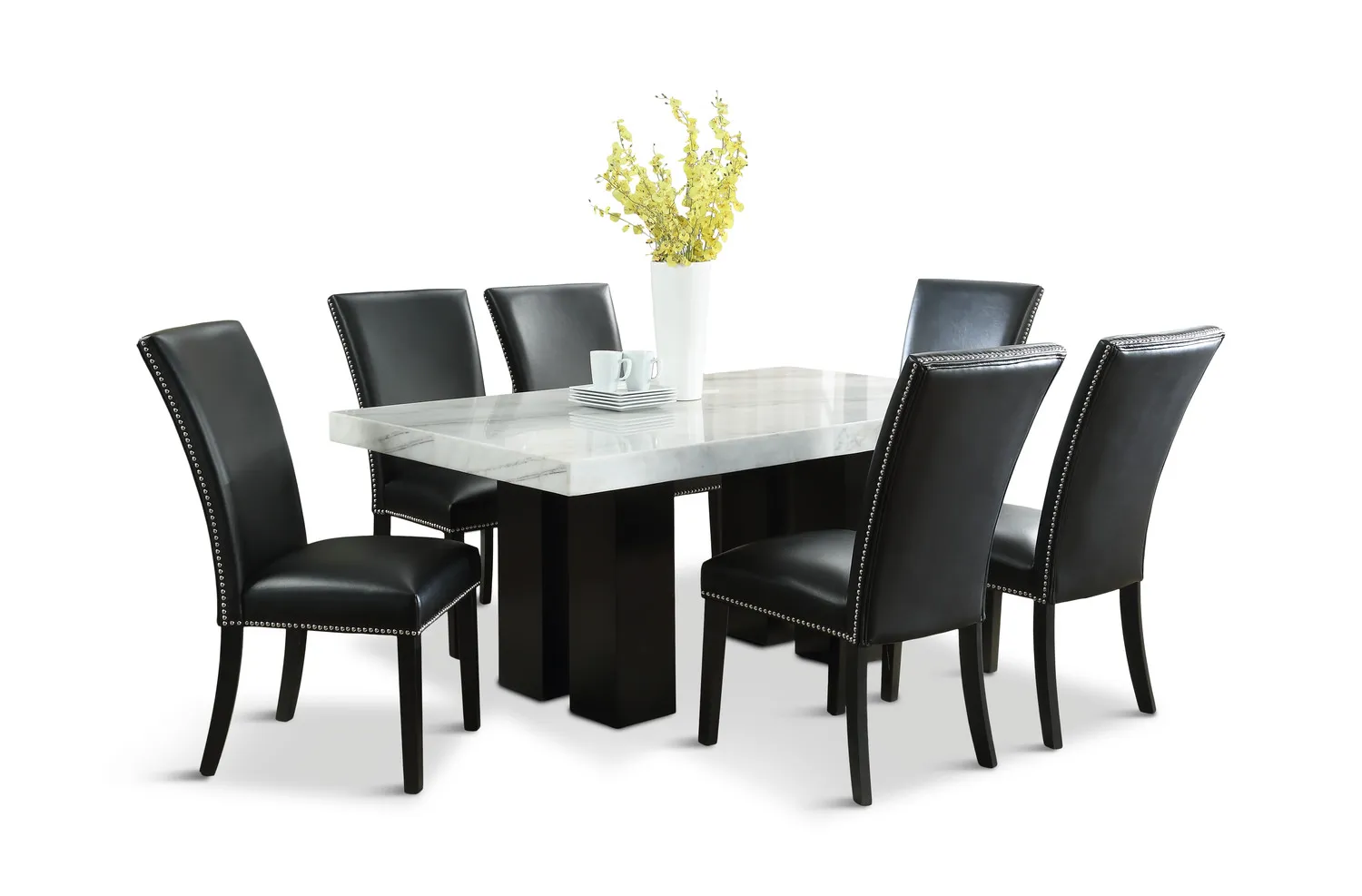 Maxton Dining Table With 6 Black Dining Chairs