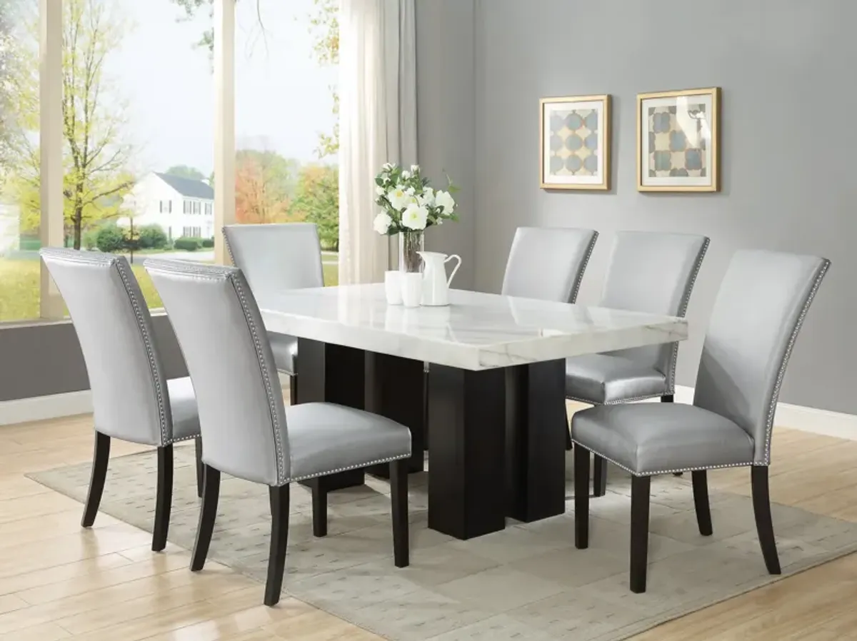 Maxton Dining Table With 6 Silver Dining Chairs