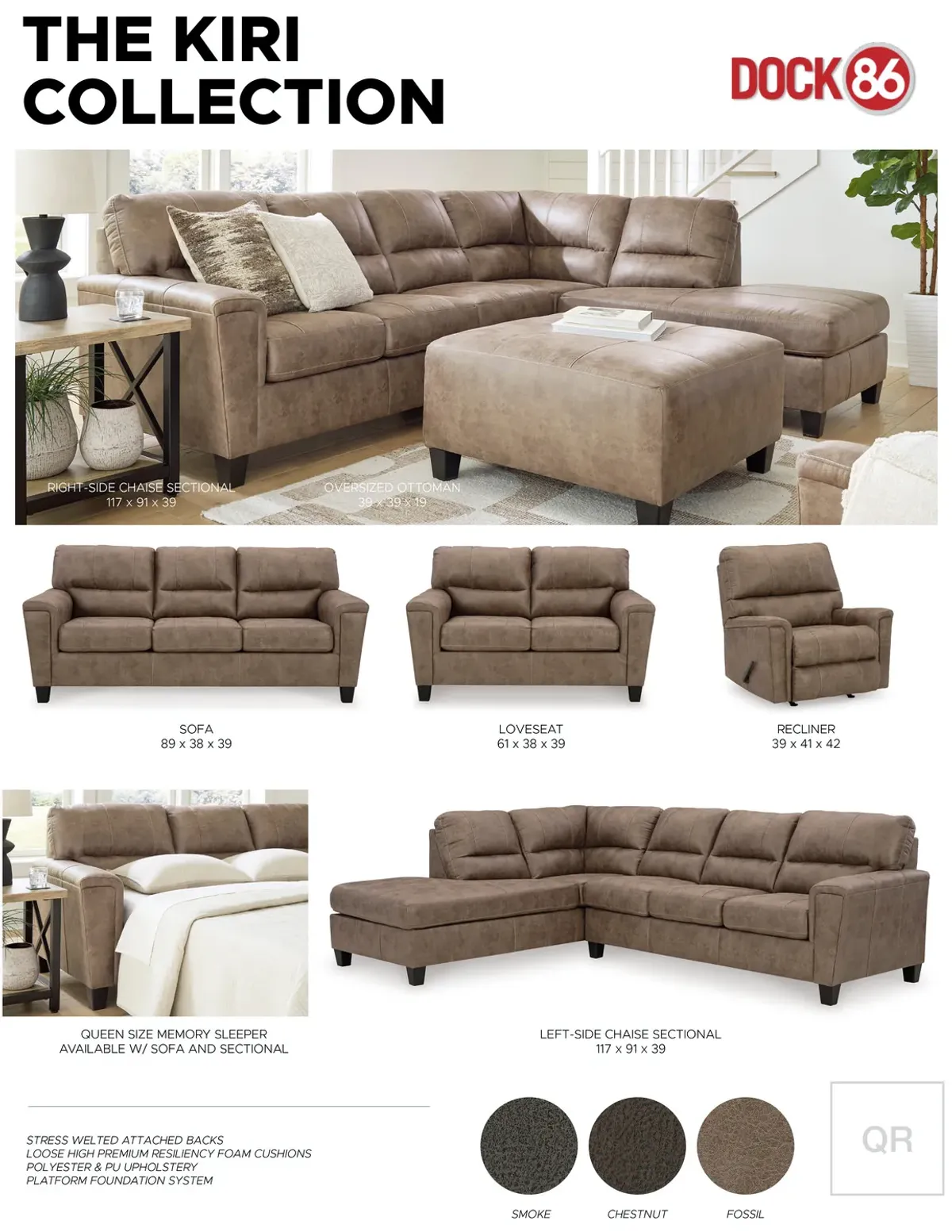 Kiri Sectional Right Chaise - Fossil