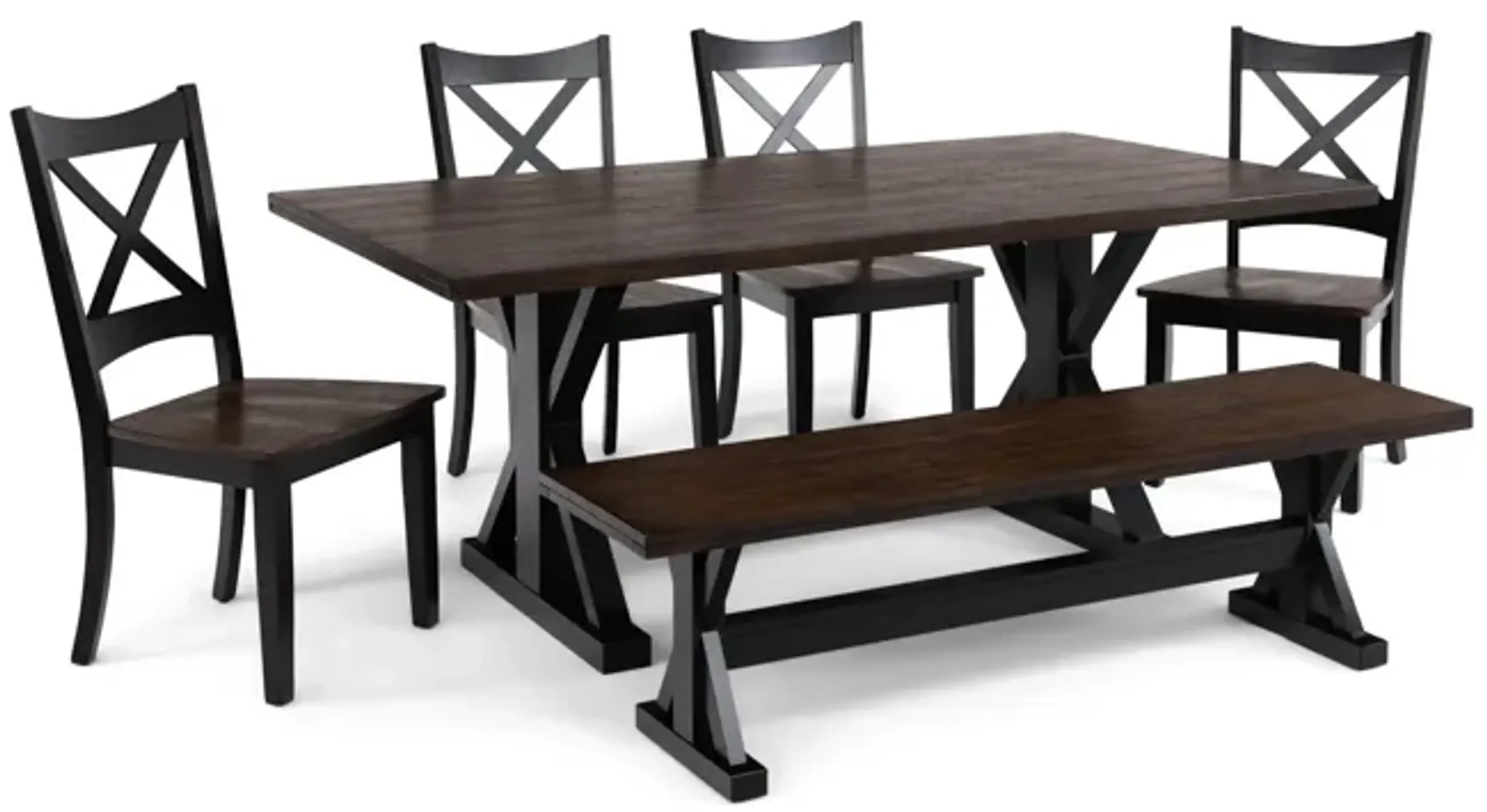 Lexington Table Lexington Table With 4 Chairs And Bench - Black | Furniture.com