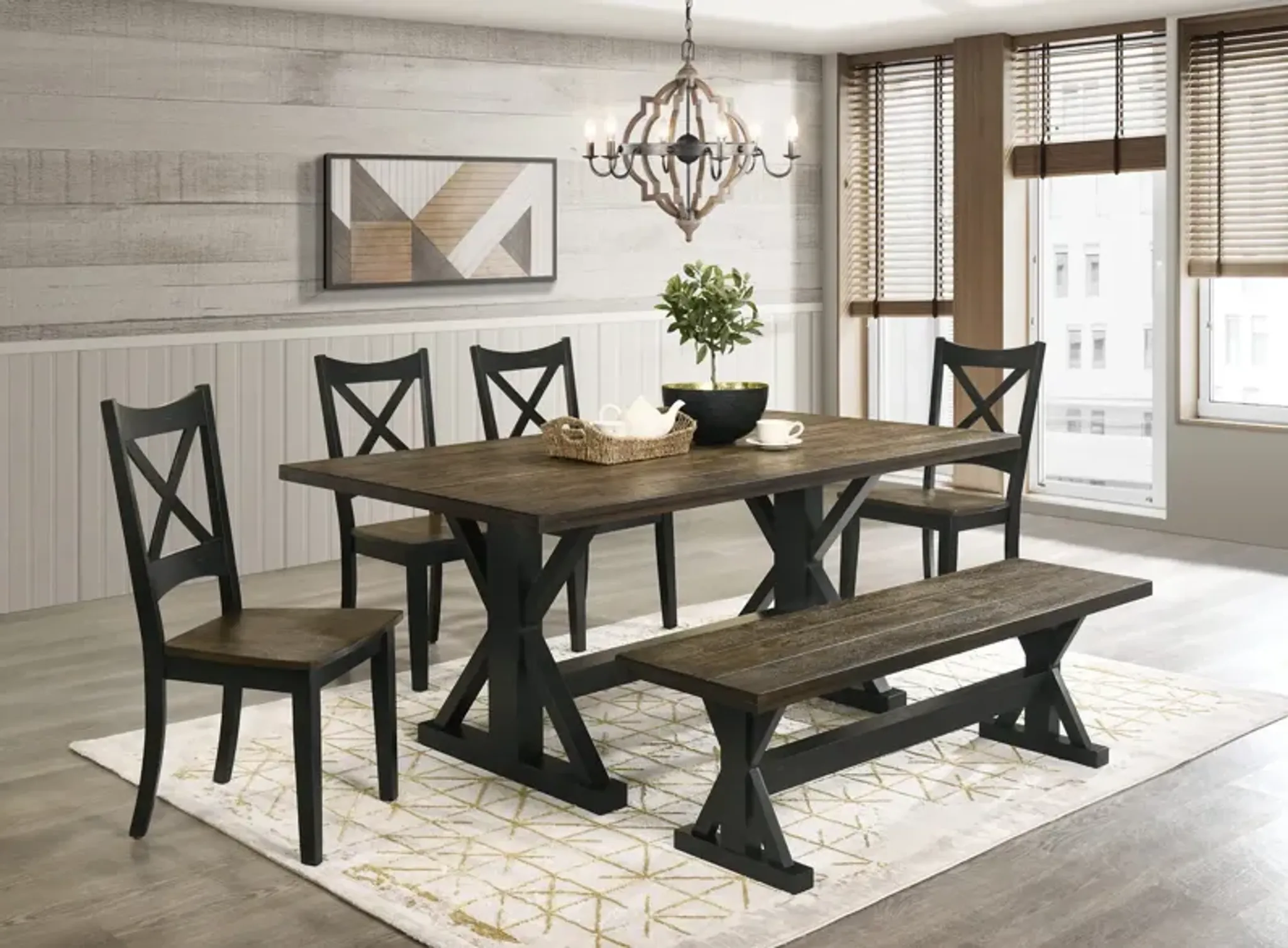 Lexington Table Lexington Table With 4 Chairs And Bench - Black | Furniture.com
