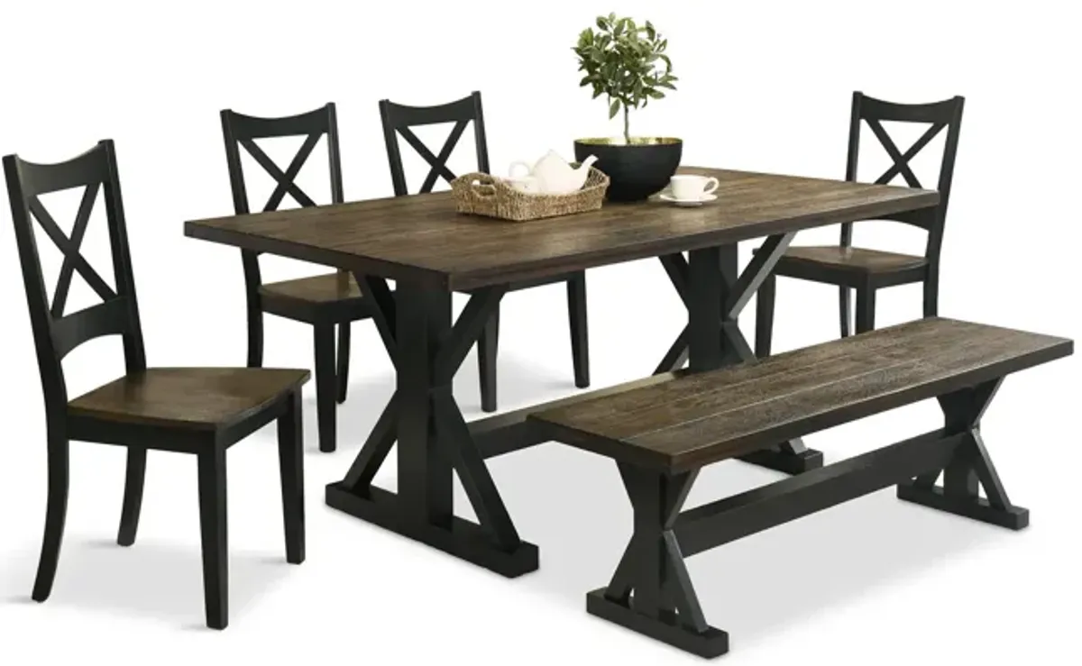 Lexington Table With 4 Chairs And Bench - Black