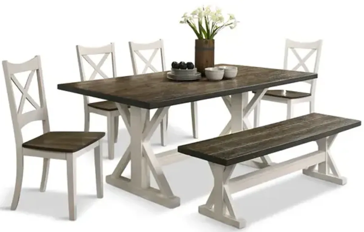 Lexington Table With 4 Chairs And Bench - White