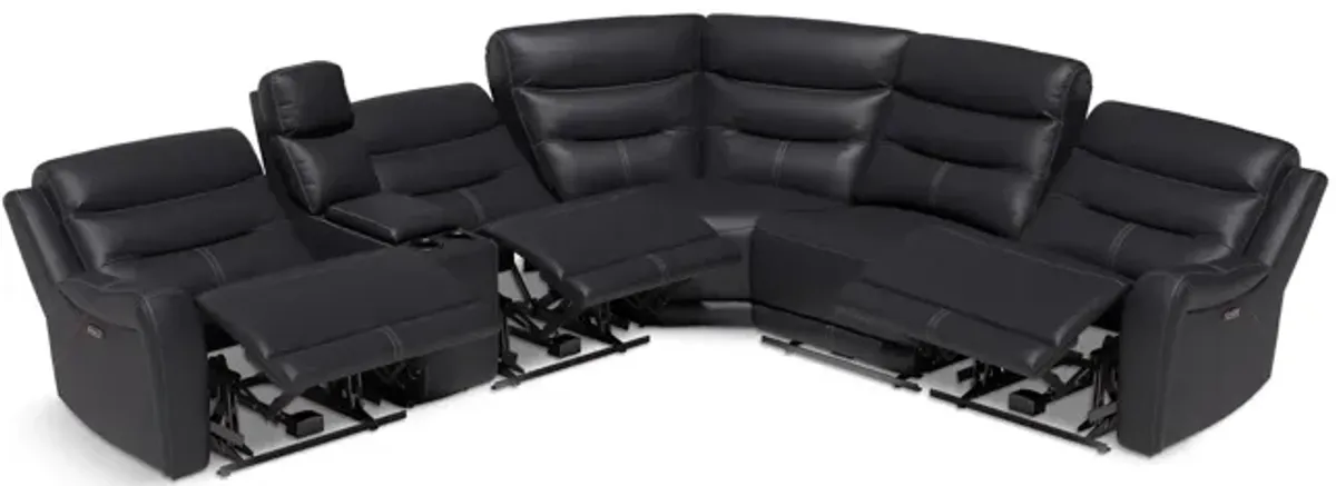 Steven 6 Piece Leather Power Reclining Modular Sectional