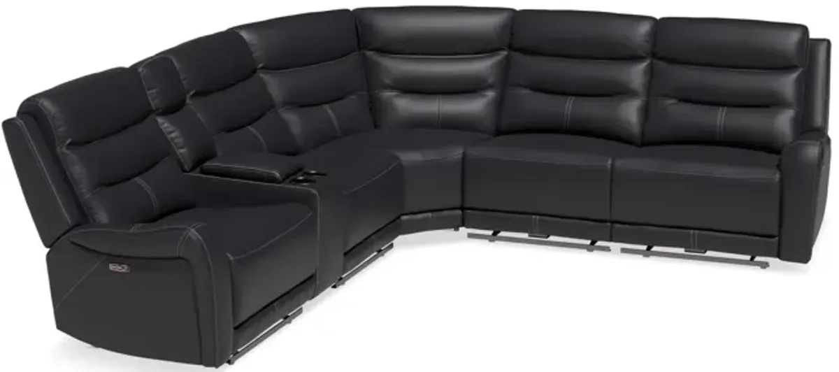 Steven 6 Piece Leather Power Reclining Modular Sectional