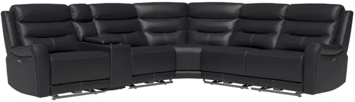 Steven 6 Piece Leather Power Reclining Modular Sectional