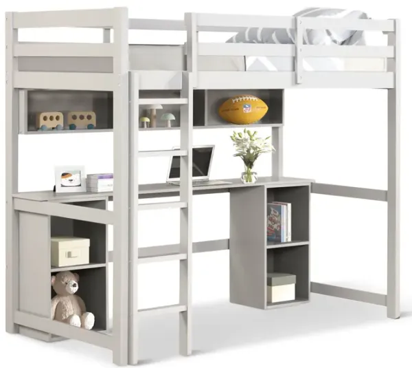 Scout Loft Bed With Desk And Ladder - Grey