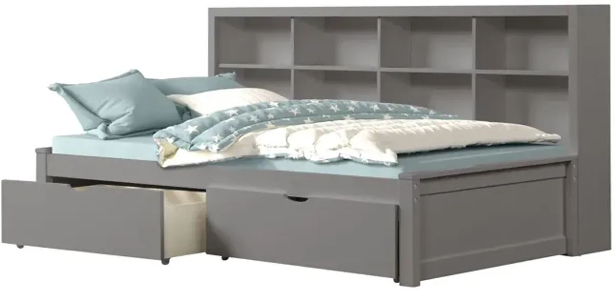 Scout Twin Bookcase Bed With 2 Drawers - Grey