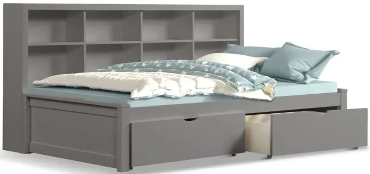 Scout Twin Bookcase Bed With 2 Drawers - Grey