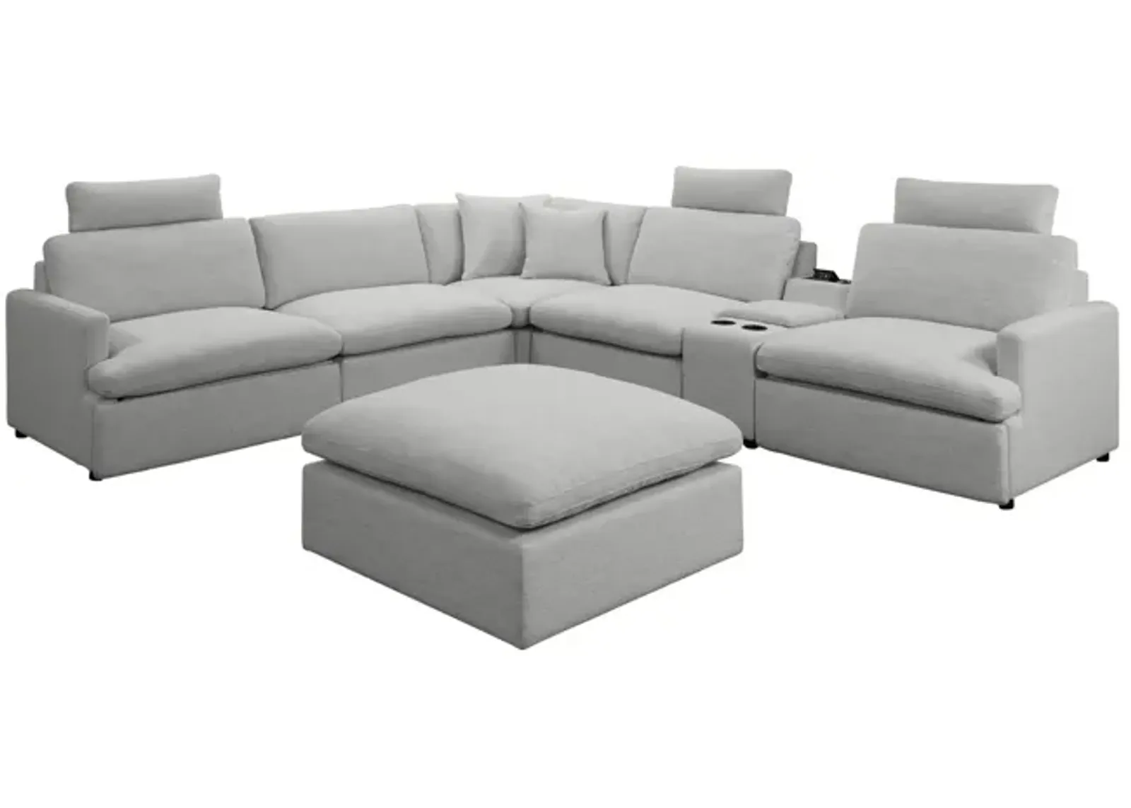 Nokomis 6 Piece Power Sectional With Ottoman