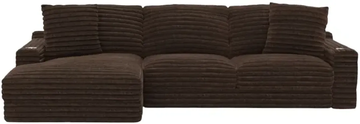 Portia Sectional Left Chaise - Chocolate