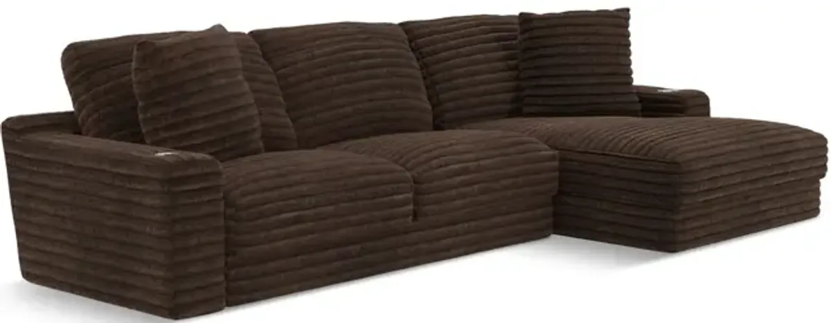 Portia Sectional Right Chaise - Chocolate