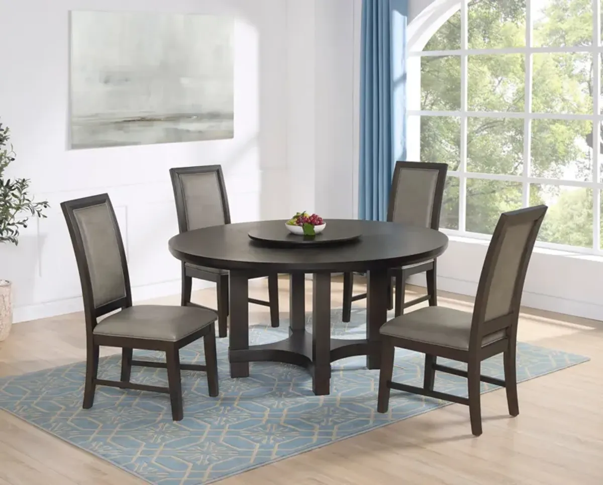 Jeffries Round Lazy Susan Table With 4 Dining Chairs