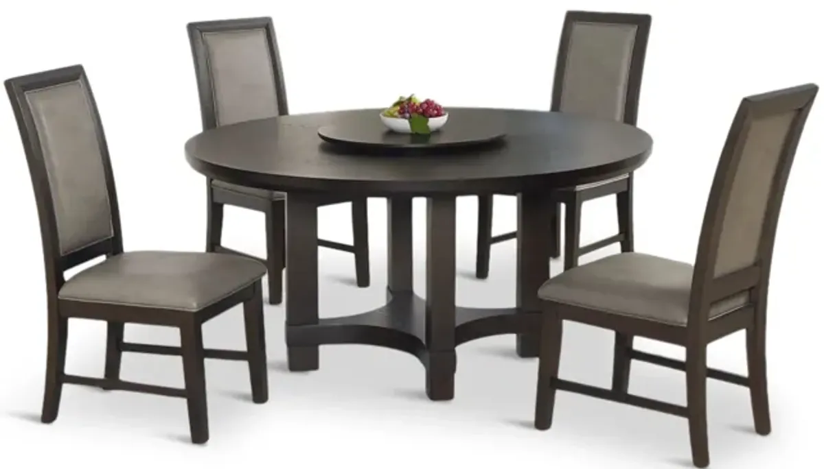 Jeffries Round Lazy Susan Table With 4 Dining Chairs