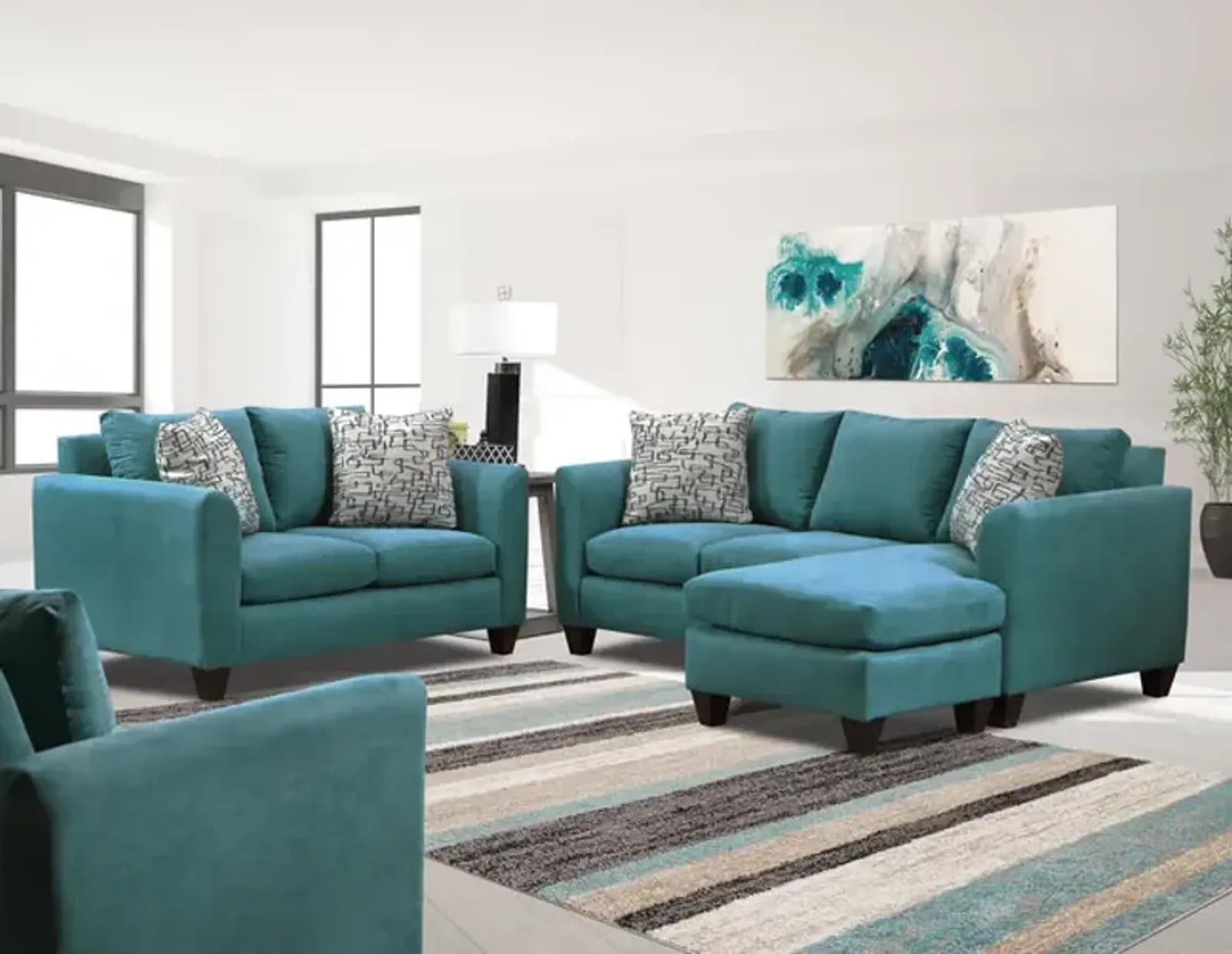 Sylvie Sofa With Chaise And Loveseat Set