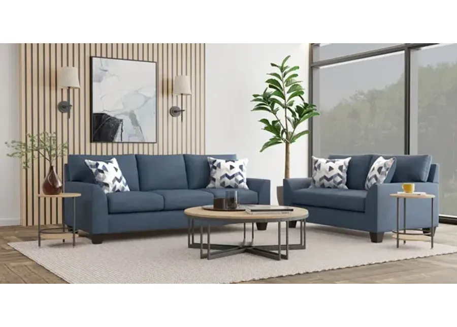 Everly Sofa And Loveseat Set - Blue