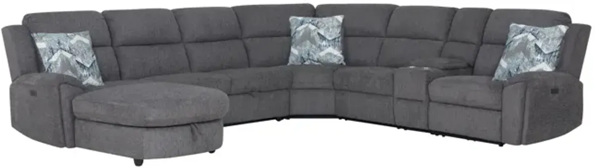 Maya 6 Piece Power Reclining Sectional with Left Chaise - Graphite