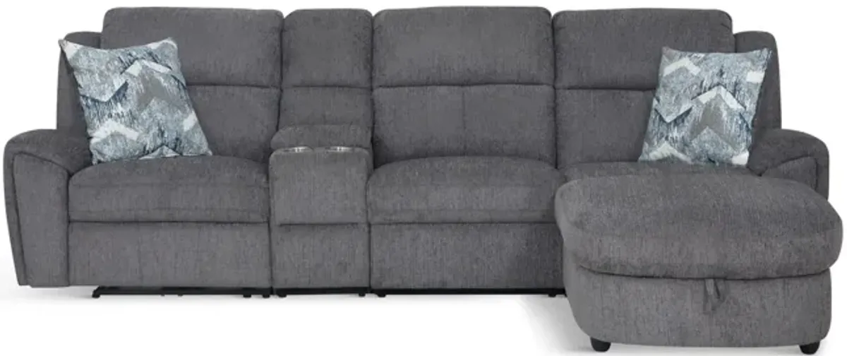 Maya 6 Piece Power Reclining Sectional with Right Chaise - Graphite
