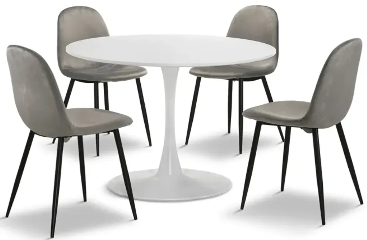 Harvey Table With 4 Ivy Light Grey Chairs