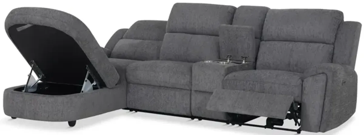 Maya 4 Piece Power Reclining Sectional with Left Chaise - Graphite