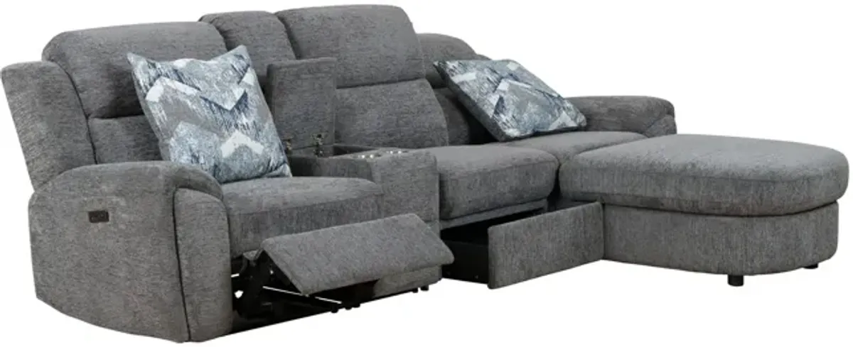 Maya 4 Piece Power Reclining Sectional with Right Chaise - Graphite