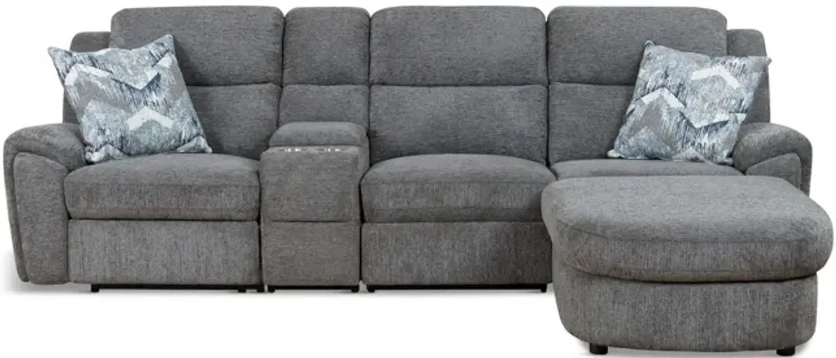 Maya 4 Piece Power Reclining Sectional with Right Chaise - Graphite
