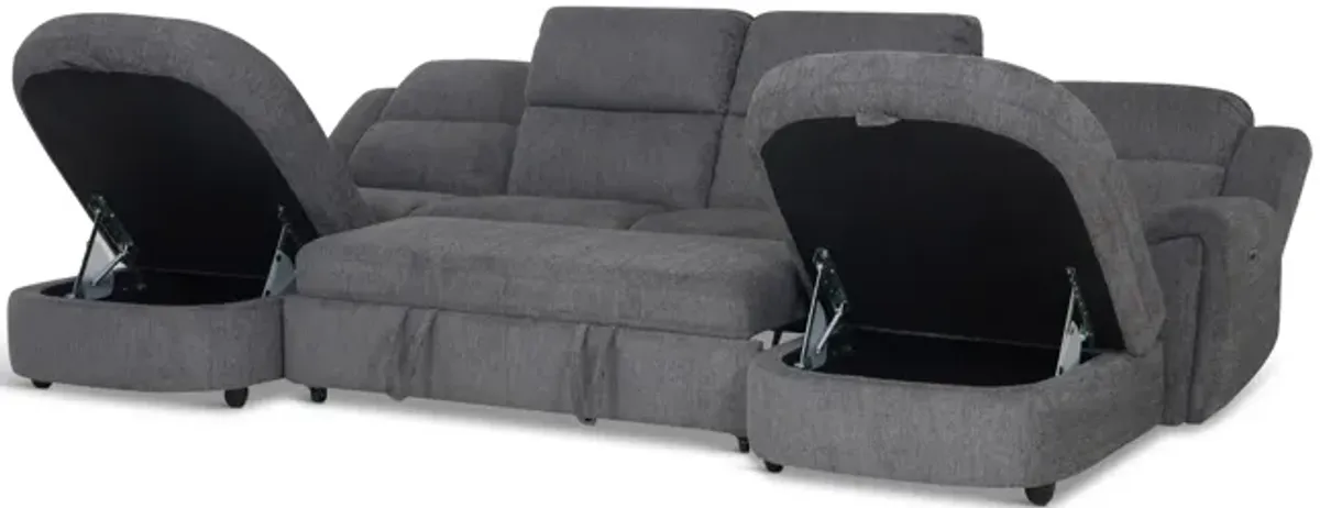 Maya 3 Piece Power Reclining Sectional - Graphite