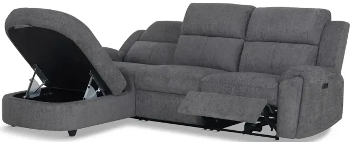 Maya Power Reclining Sectional with Left Chaise - Graphite