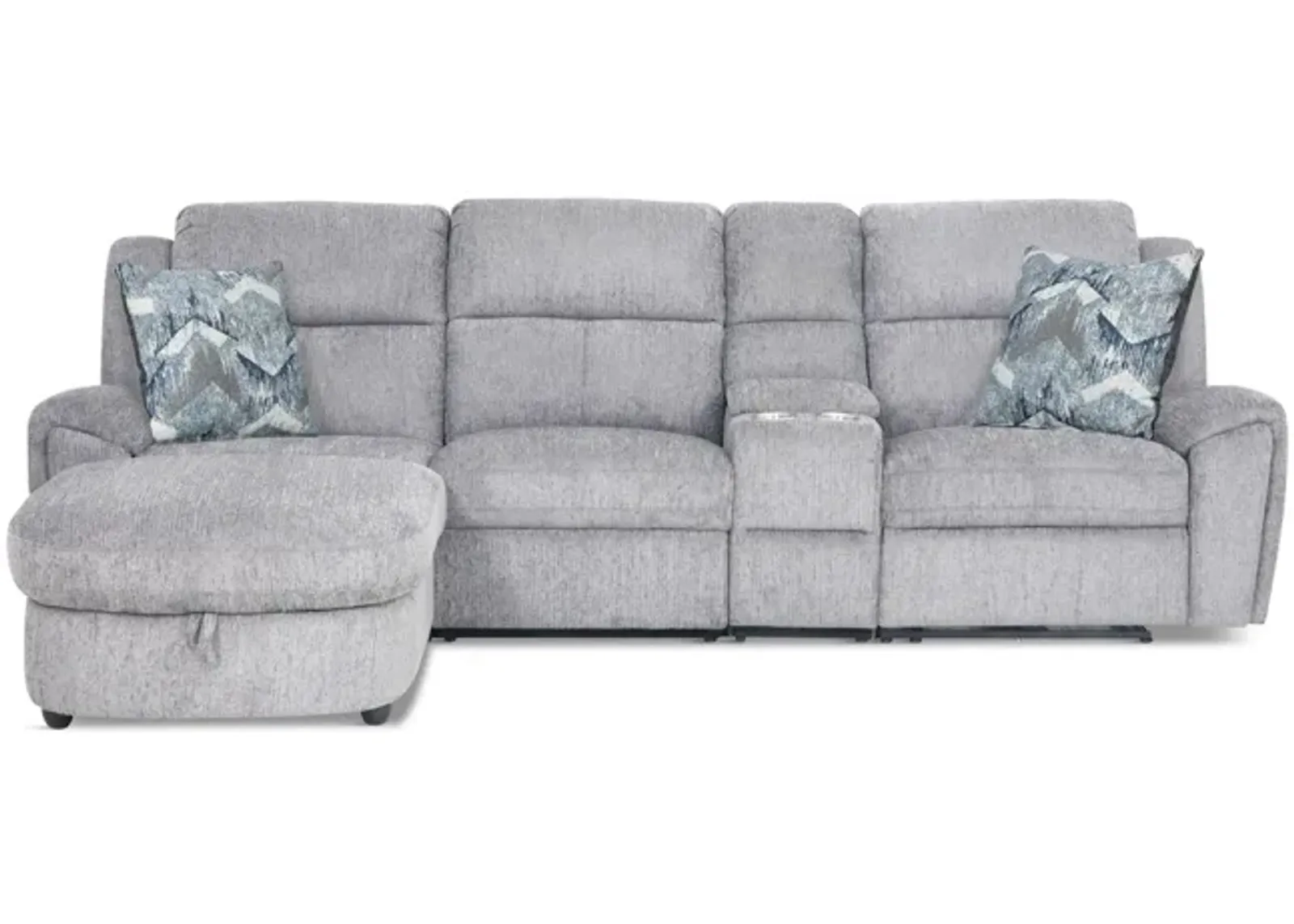 Maya 4 Piece Power Reclining Sectional with Left Chaise - Platinum