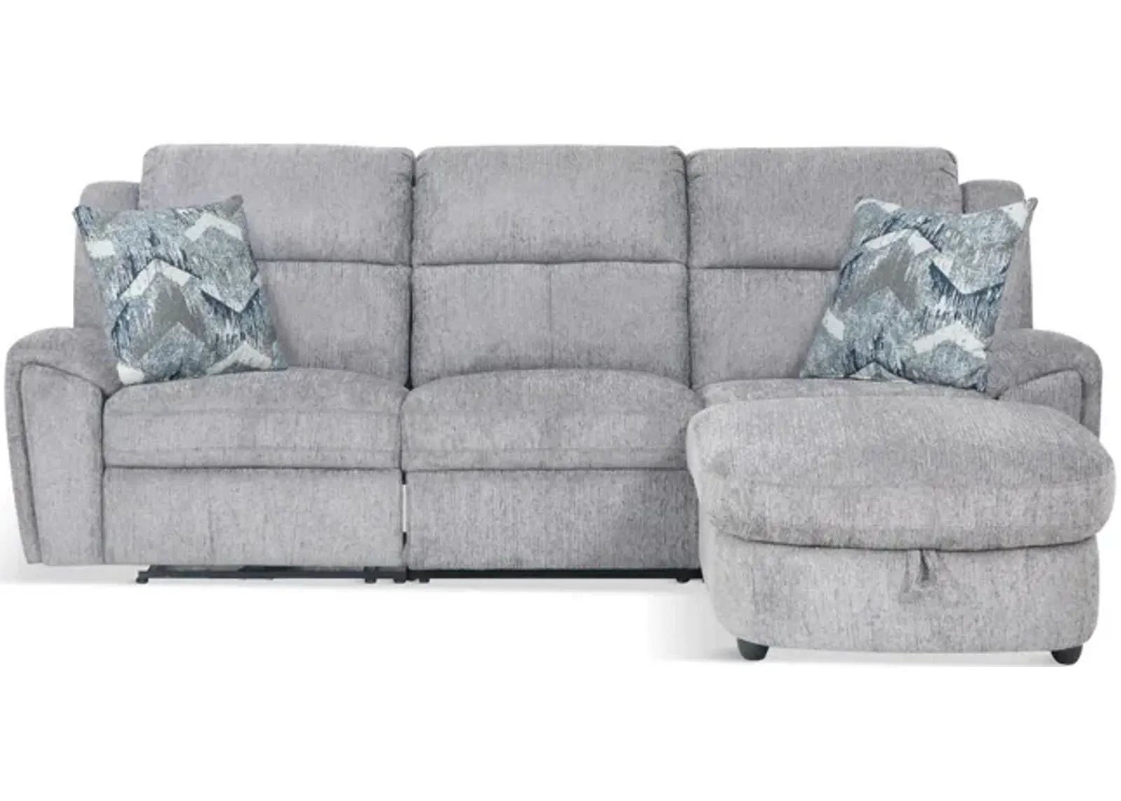 Maya Power Reclining Sectional with Right Chaise - Platinum