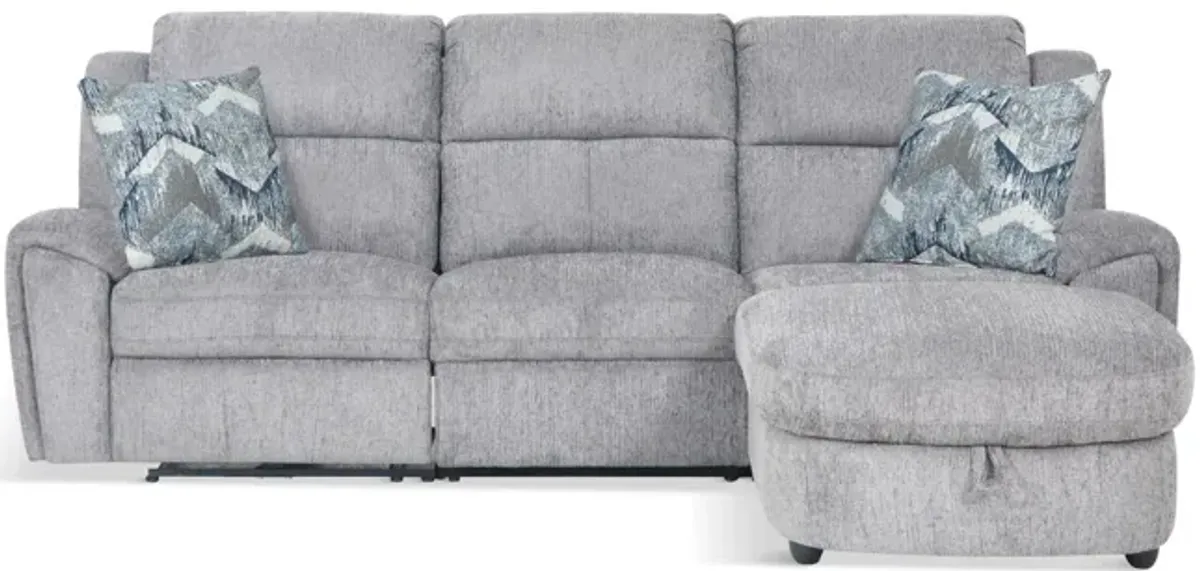 Maya Power Reclining Sectional with Right Chaise - Platinum