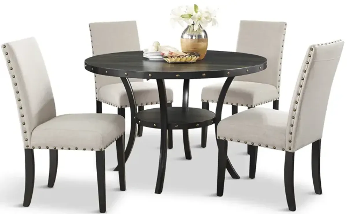 Crispin 48  Round Table With 4 Upholstered Chairs