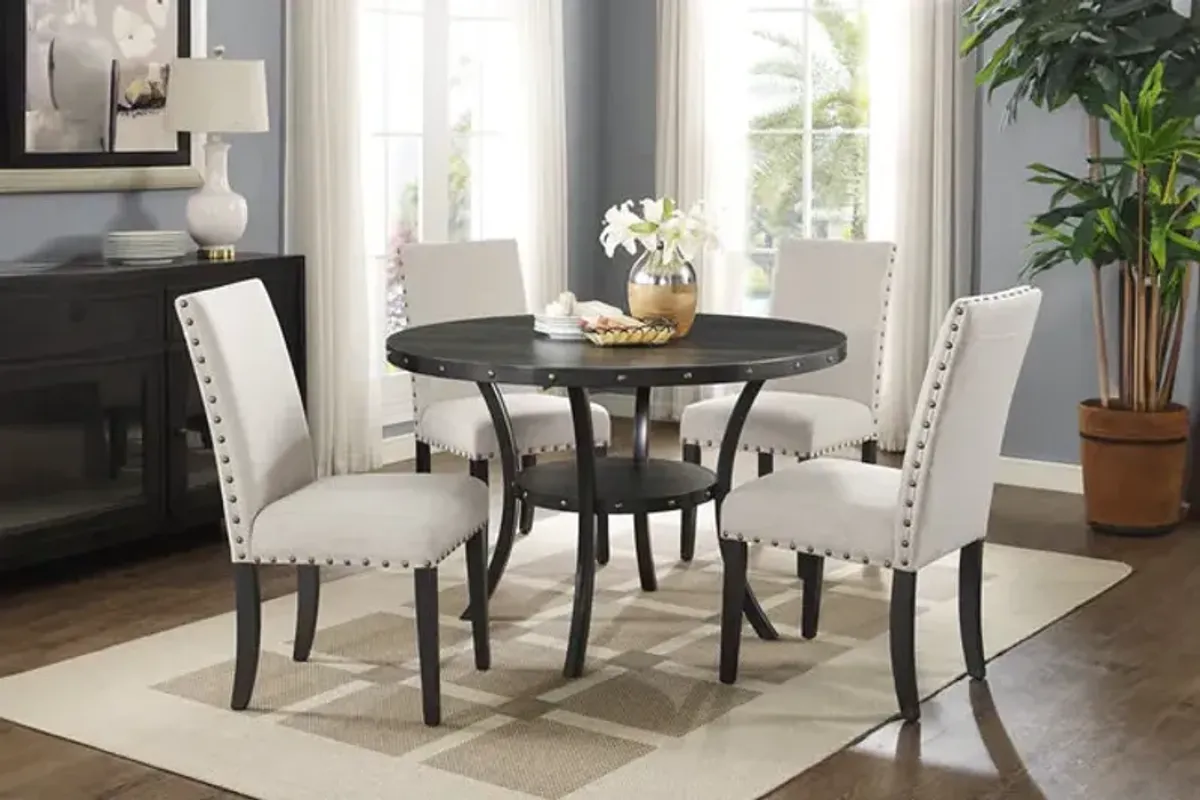 Crispin 48  Round Table With 4 Upholstered Chairs