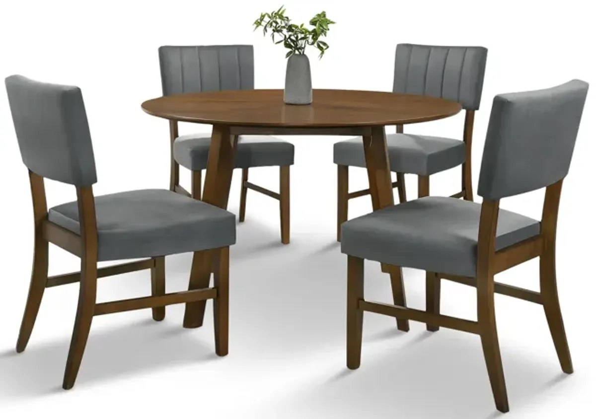 Ireland 48  Round Table With 4 Chairs - Walnut