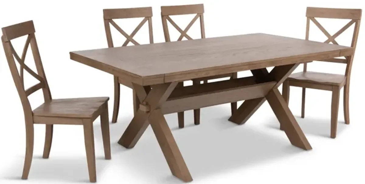 Dakota Oak Trestle Table With 4 Chairs