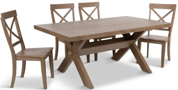 Dakota Oak Trestle Table With 4 Chairs