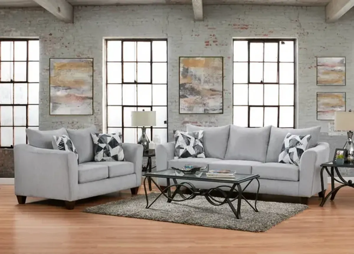 Davy Sofa And Loveseat Set - Silver