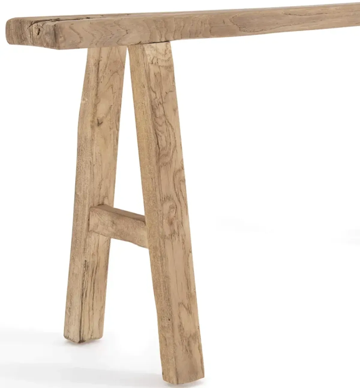 EM Wabi-Sabi Rustic Skinny Reclaimed Wood Bedroom Footboard Bench