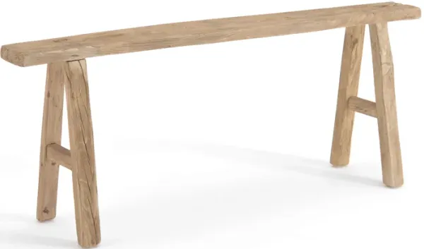 EM Wabi-Sabi Rustic Skinny Reclaimed Wood Bedroom Footboard Bench