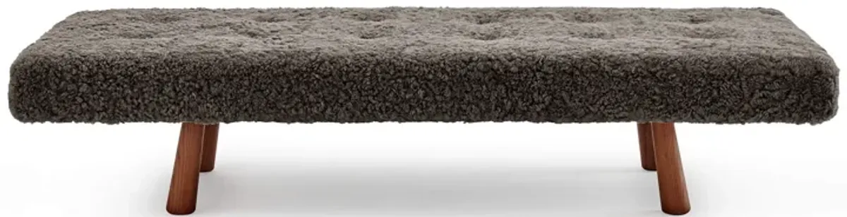 Kiko Modern Sheepskin Upholstered Wood Bench