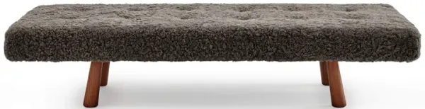 Kiko Modern Sheepskin Upholstered Wood Bench